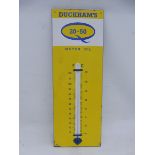 A Duckham's 20-50 Motor Oil enamel thermometer, 13 x 36".