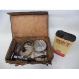 A Redex compression gauge in original Redex box and a Redex Additive pint can.