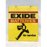 An Exide Battteries part pictorial perspex hanging sign, 16 x 19".