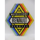 A Renault Motoculture Service lozenge shaped double sided enamel sign of Art Deco design, more