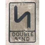 An original Double Bend road sign, 14 x 21".