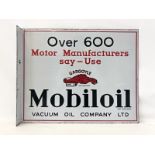 A Mobiloil double sided enamel sign with hanging flange, in exceptional near mint condition,