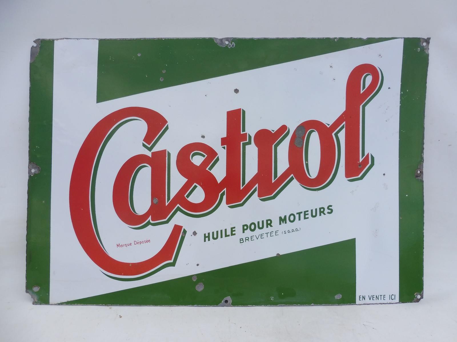 A French Castrol rectangular enamel sign, 35 1/2 x 23 1/2".