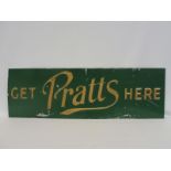 A Pratts embossed tin advertising sign, 35 1/4 x 11 1/4".