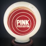 A Pink Paraffin glass petrol pump globe by Hailware, chips to neck.