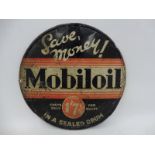 A Mobiloil circular tin advertising sign, for attaching to the end of a sealed drum advertising