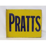 A Pratts rectangular double sided enamel sign with hanging flange, in excellent condition, dated