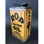 A rare ROP Motor Oil Grade H half gallon can, in good condition.