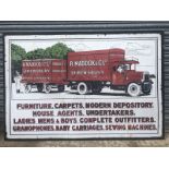 A rare R. Maddox and Co. Ltd. of Shrewsbury pictorial furniture removal lorry enamel sign