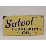 A Salvol Lubricating Oil rectangular enamel sign, 5 1/2 x 6".