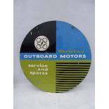 An unusual Perkins Outboard Motors Service and Repairs circular double sided tin advertising sign,