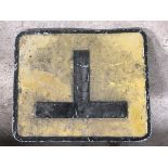 A cast iron Northern Ireland T-junction sign, with original brackets to the rear, 18 1/4 x 15 1/4".