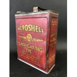 An Aeroshell Lubricating Oil gallon can.