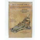 A Licences and General Motor Insurance Policy pictorial tin advertising sign depicting a