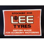 A Lee Tyres plastic rectangular advertising sign, 26 x 18".