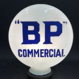 A rare and early BP Commercial glass pill shaped petrol pump globe, small neck version.