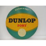 A Dunlop Fort circular cardboard tyre insert advertisement, 24" diameter.