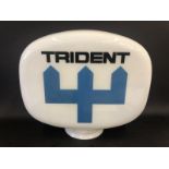 A Trident glass petrol pump globe, in good condition, made by Hailware.