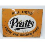 A large 'Fill here from the golden pump' Pratts enamel sign, 48 x 32".