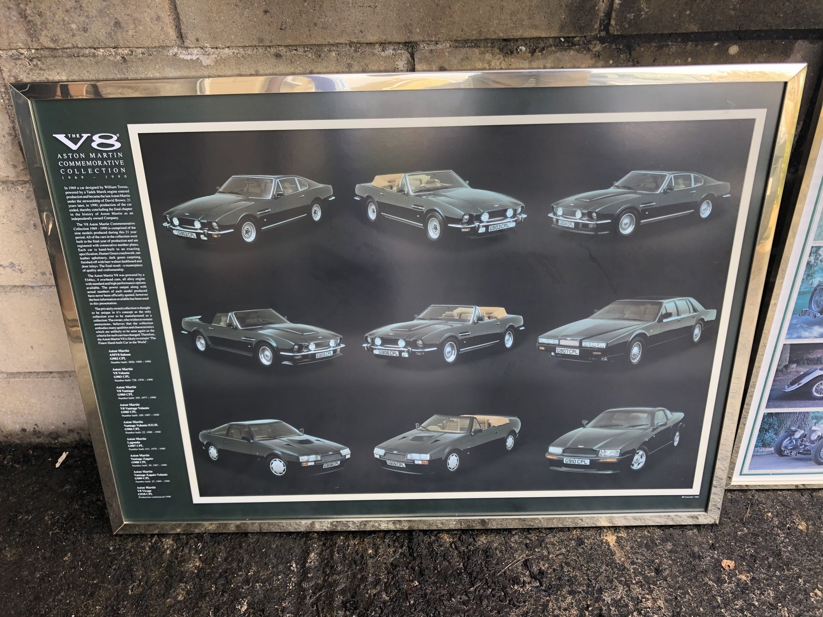 A framed and glazed collage of images depicting Aston Martin The Pre-War Years, a matching one for - Image 4 of 4