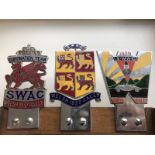 A group of three SWAC Welsh Rally part enamel and chrome plated badges for the Welsh Rallies 1937,