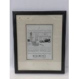A framed and glazed Rolls-Royce Brewster Coachwork advertisement dated January 1927, 18 1/4" x 22