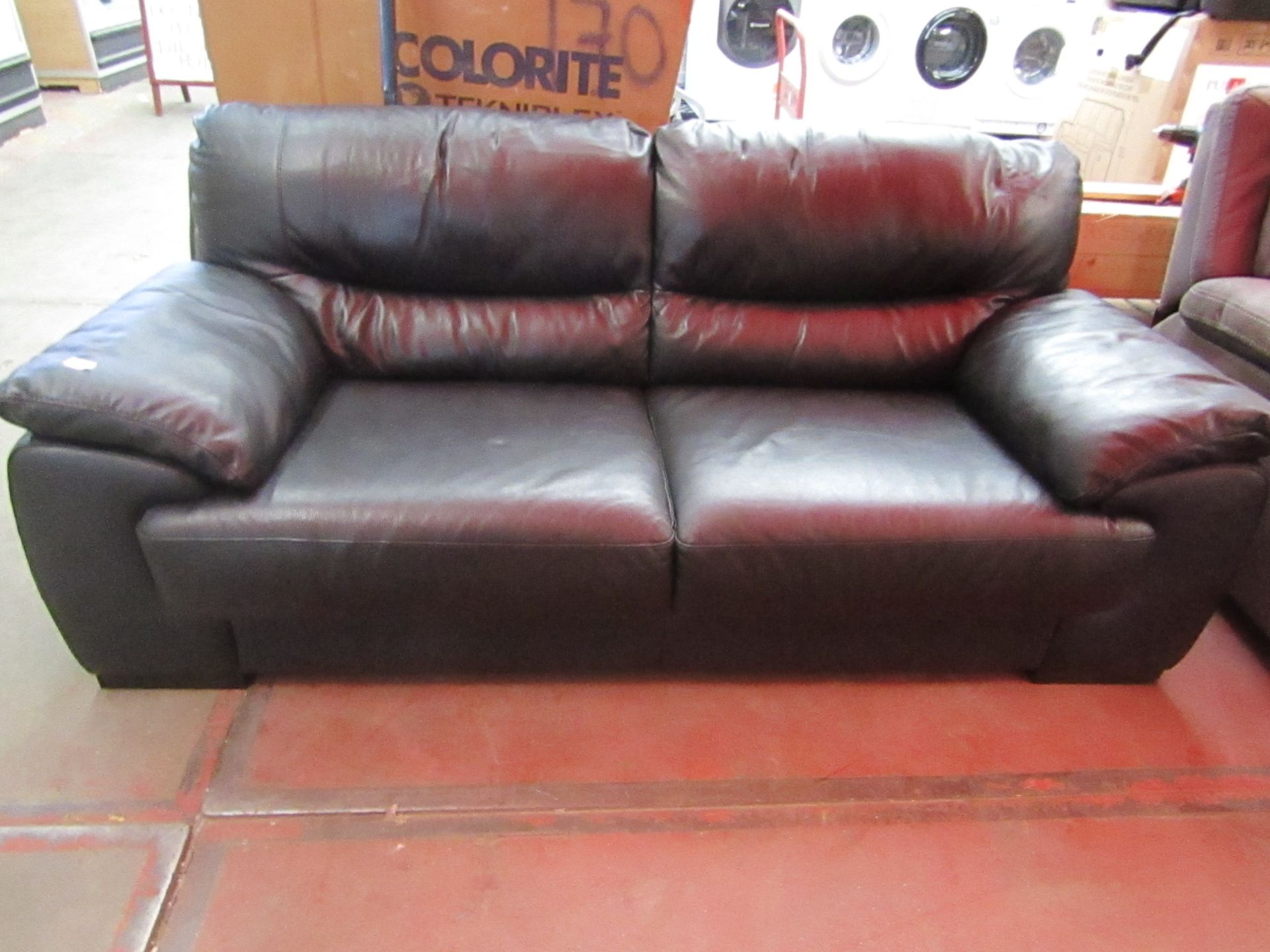 Black Calia Italian Leather 3 Seater Sofa