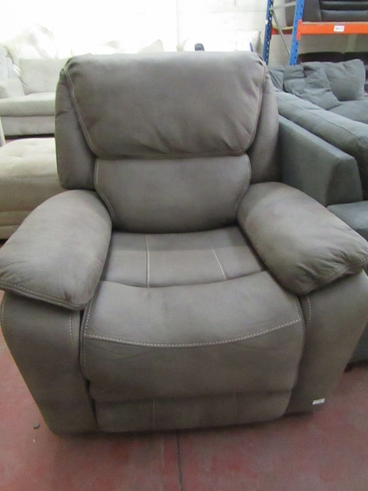 Costco Suede/Moles kin style rocking manual reclining arm chair, tested working with no major damage