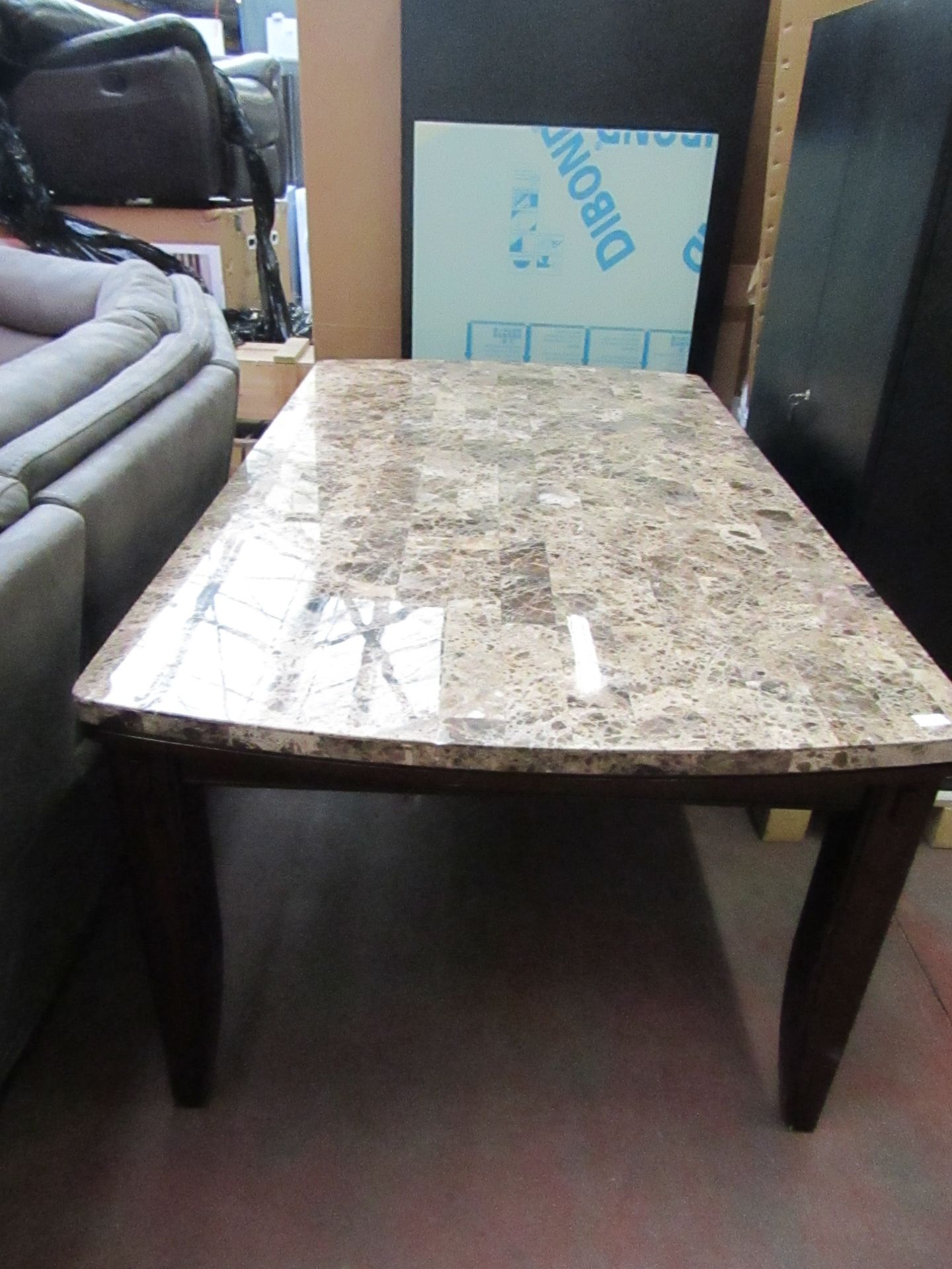 Large Composite Granite Top with Wooden Frame Dining Table 6' x 3' 7"