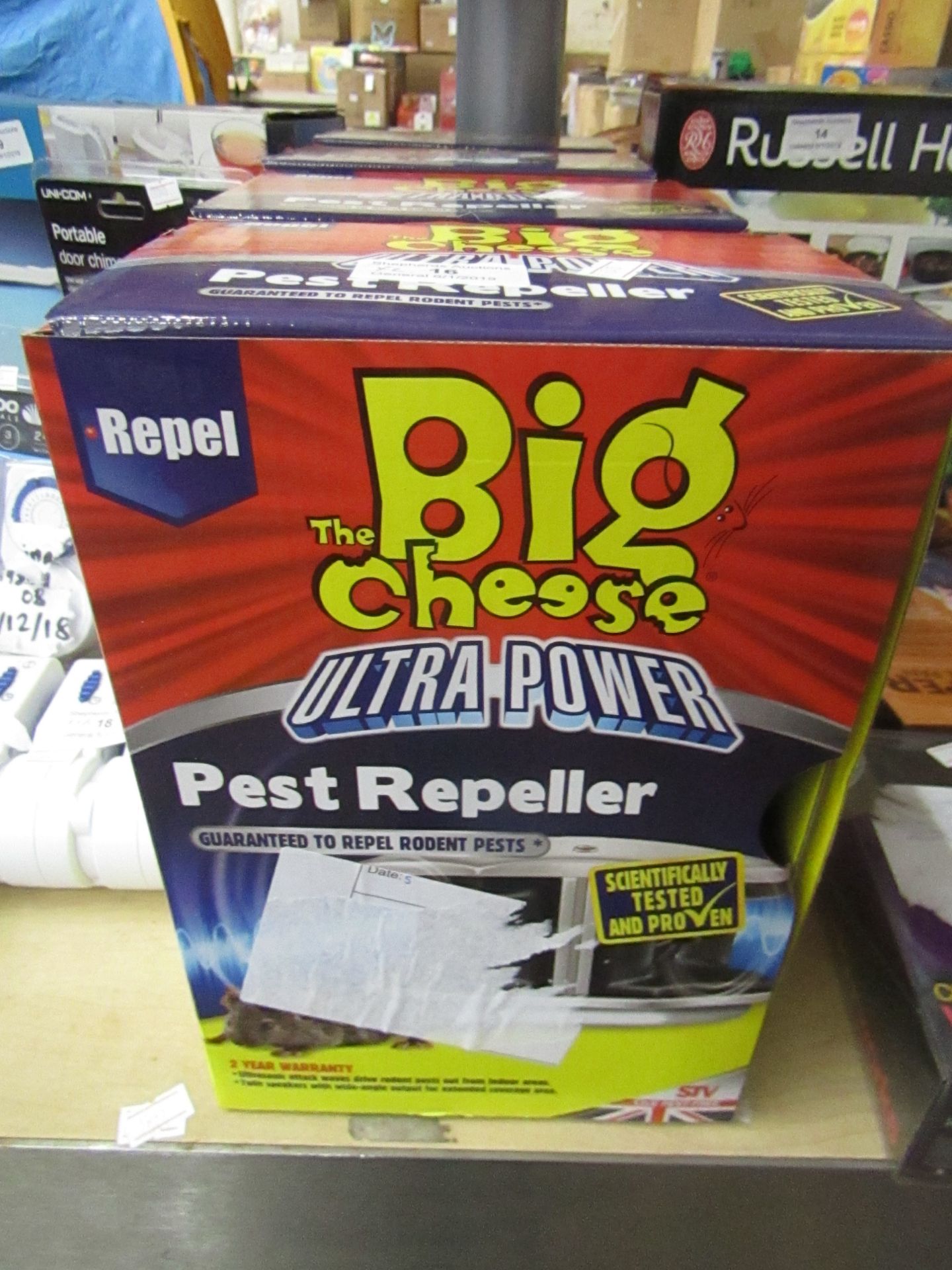2x Repel the big cheese ultra power pest repellers, both boxed and unchecked