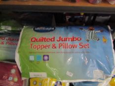 Silentnight quilted jumbo topper and pillow set, single size, new and packaged.