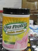 9x 793g Nature's Gardens soya protein isolate powder, strawberry flavour, all new. BB Jan 2019