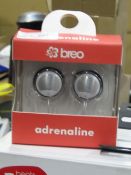 3x Breo Adrenaline earphones, all new and boxed.
