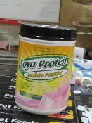 8x 793g Nature's Gardens soya protein isolate powder, strawberry flavour, all new. BB Jan 2019