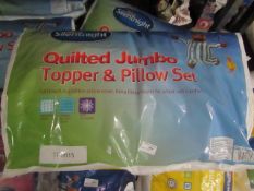 Silentnight quilted jumbo topper and pillow set, single size, new and packaged.