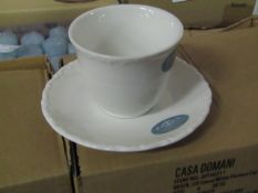 4x Casual white florence cu and saucer set, all new and boxed.