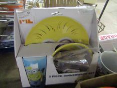 Minion 3 piece dinnerware set, new and packaged.