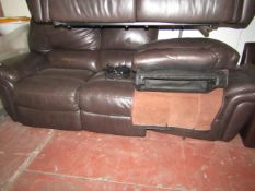 La-Z-Boy 3 seater Electric reclining Brown leather sofa, unchecked but with both transofrmers,