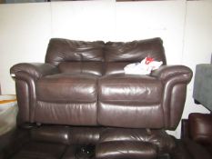 La-Z-Boy 2 seater electric reclining Brown leather sofa, tested working with the transformer.