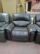 Costco Brown leather manual Reclining Arm chair, recline mechanism fully working