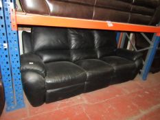 La-Z-Boy 3 seater Black Leather Manual Reclining sofa, the recline mechanism is fully working