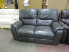 Costco Itailian Leather Grey/Black 2 seater manual reclining sofa, the recline mechanism is in