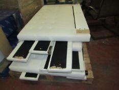 3x  Cream Leather Bed frames, 2 being kingsize and the other being a doube all with parts missing