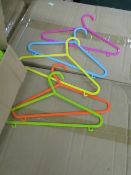 Box of 100 Mixed Bright coloured Children's Clothes Hangers, new