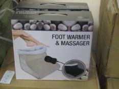 Foot Warmer and Massager, new and boxed in Black, Features hand held control and Soft Polar fleece