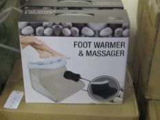 Foot Warmer and Massager, new and boxed in Black, Features hand held control and Soft Polar fleece