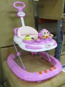 Monkey Pink Baby walker with lights and sounds activity centre and Parental control handle, new