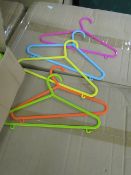 Box of 100 Mixed Bright coloured Children's Clothes Hangers, new