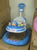Monkey Blue Baby walker with lights and sounds activity centre and Parental control handle, new