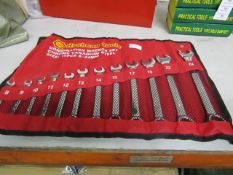 Hesheng Tools 12 Piece Combination Chrome Vanadium Wrench set, 8-24 mm, new in roll up carrier.